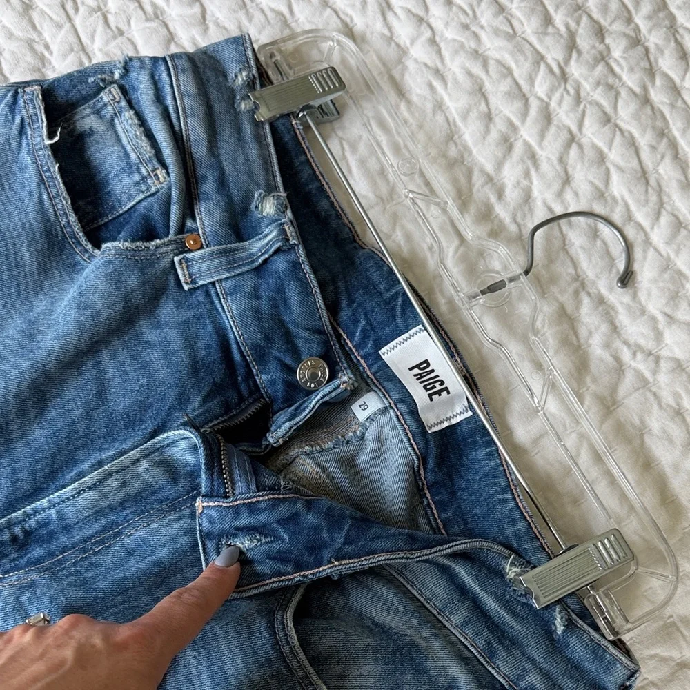 PAIGE Sasha High-Rise Wide Leg Cropped Jeans in Washed Blue - Picture 3 of 3